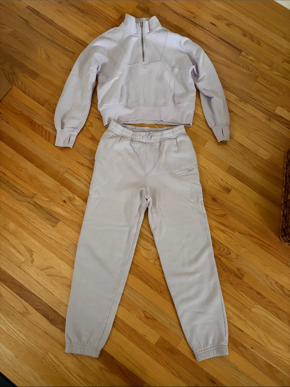 abercrombie kids Lavender Cropped Half-Zip Sweatshirt & Joggers Set